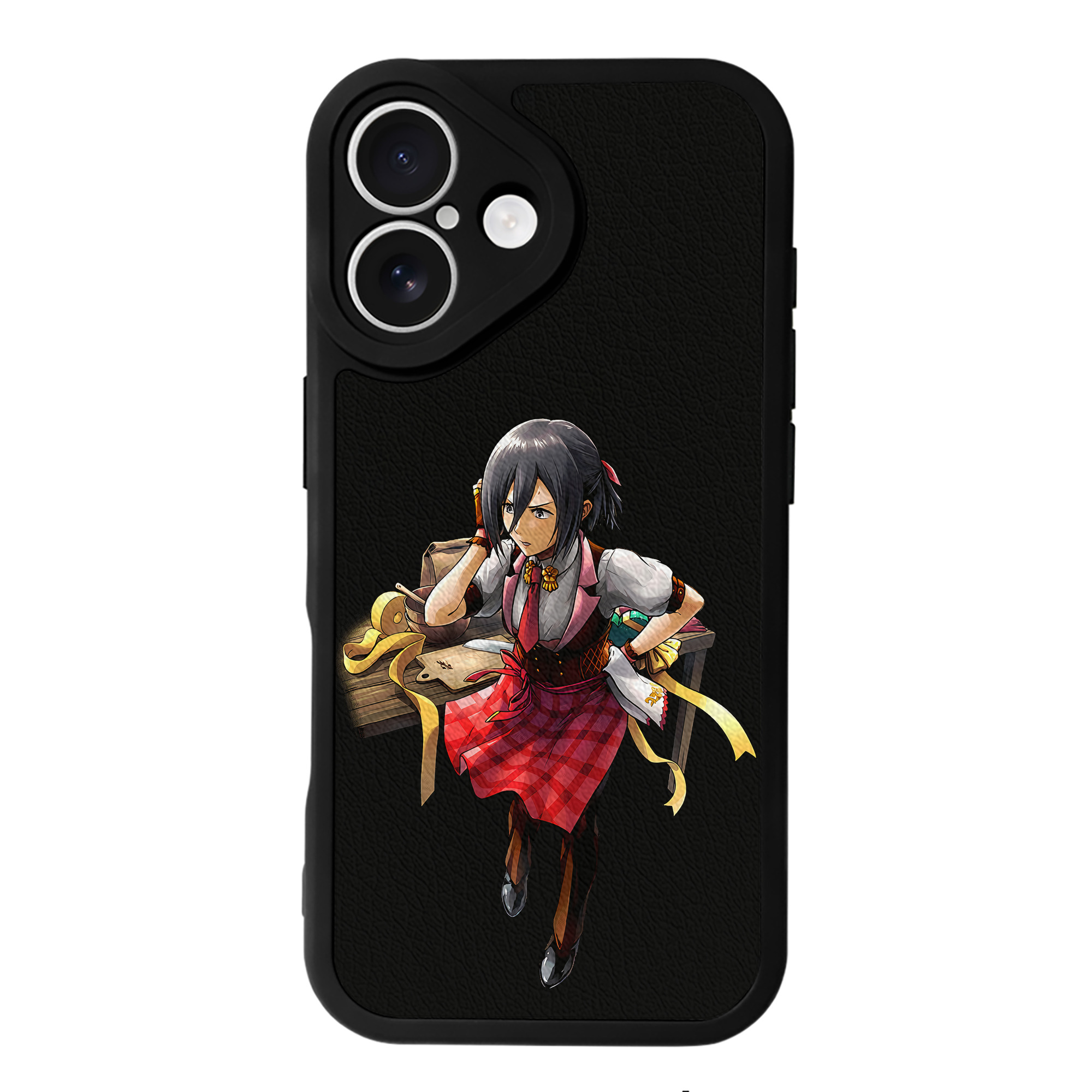（画像用） 進撃の巨人 ミカサ·アッカーマン Attack on Titan Mikasa Ackerman 【iPhone 16シリーズ対応】シリコンスマホケース（レザー調） 材質：シリコン